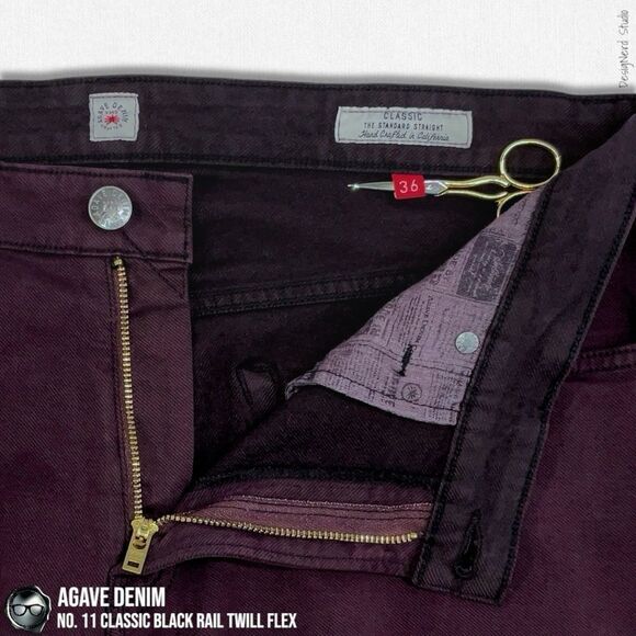 AGAVE DENIM NO. 11 CLASSIC BLACK RAIL TWILL FLEX JEANS IN RAISIN MEN’S SIZE 36 - Picture 9 of 16